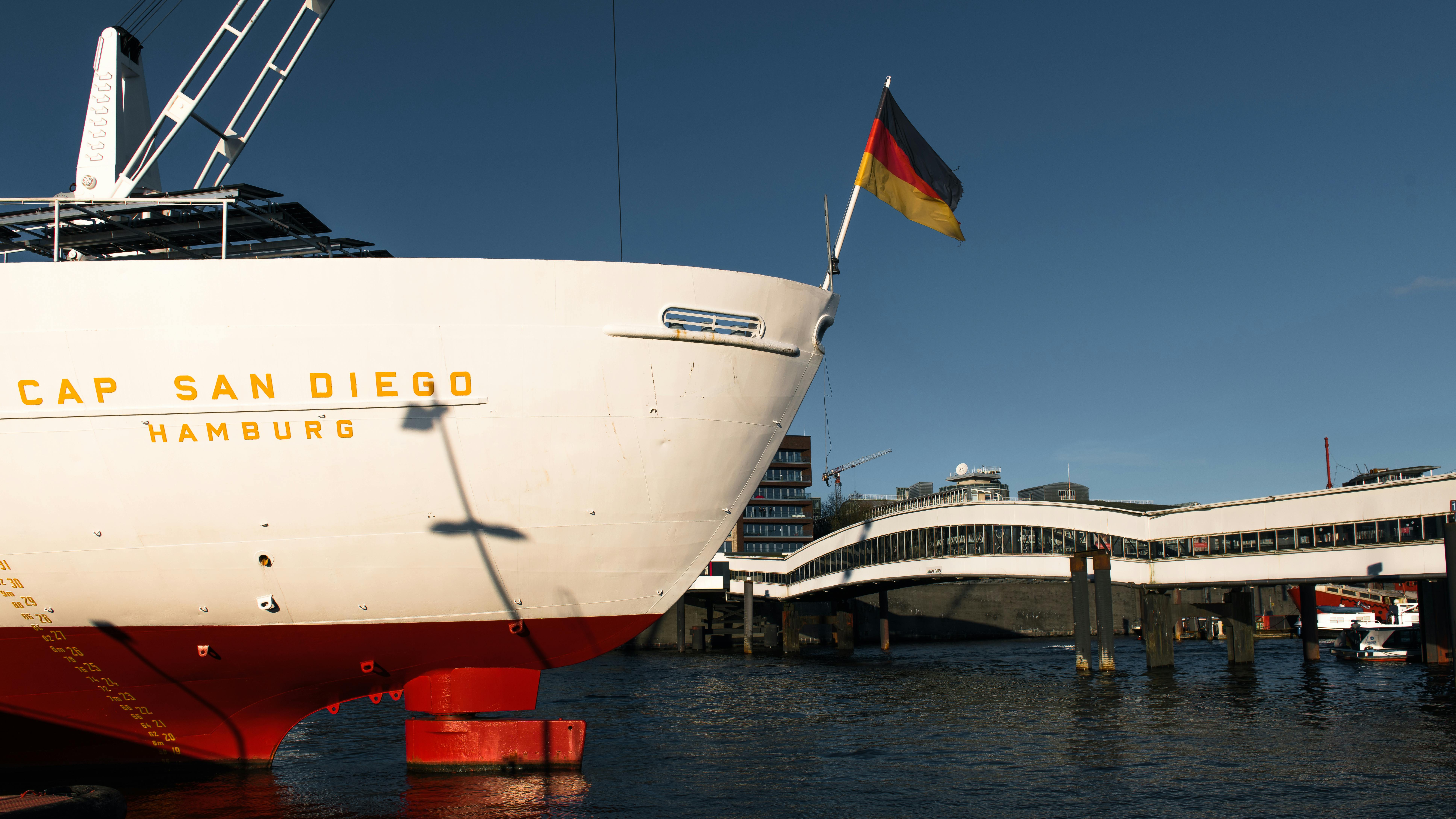 historic ship cap san diego at hamburg harbor