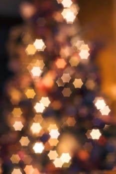 Beautiful bokeh lights creating a festive Christmas atmosphere.