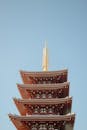 Pagoda Spire Against Clear Blue Sky in Tokyo