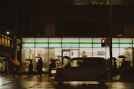 Night Street Scene with FamilyMart in Japan