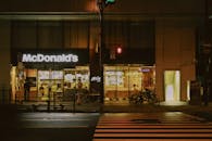 Nighttime Street View of McDonald's Restaurant