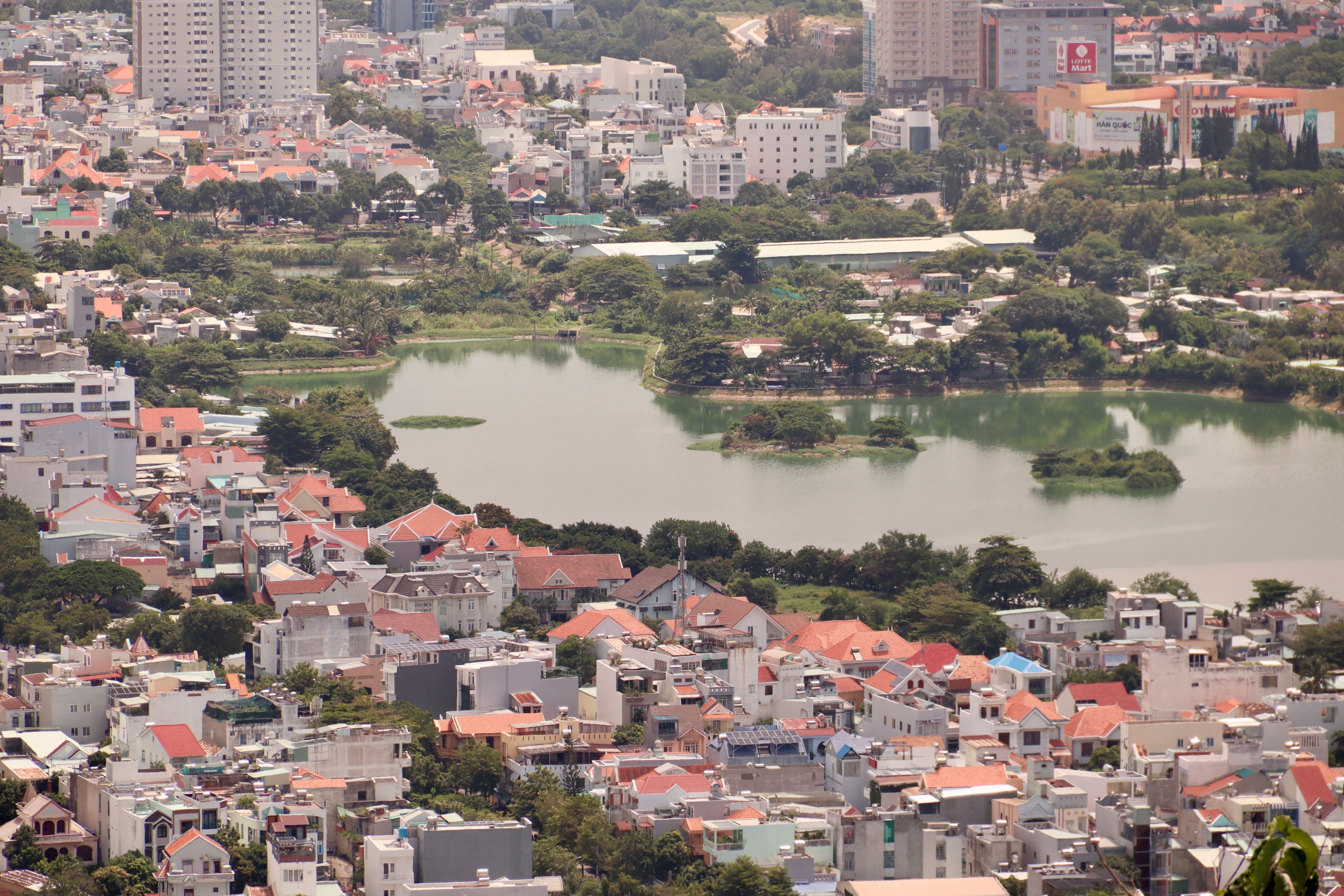 Aerial View of Urban Landscape with Lake · Free Stock Photo