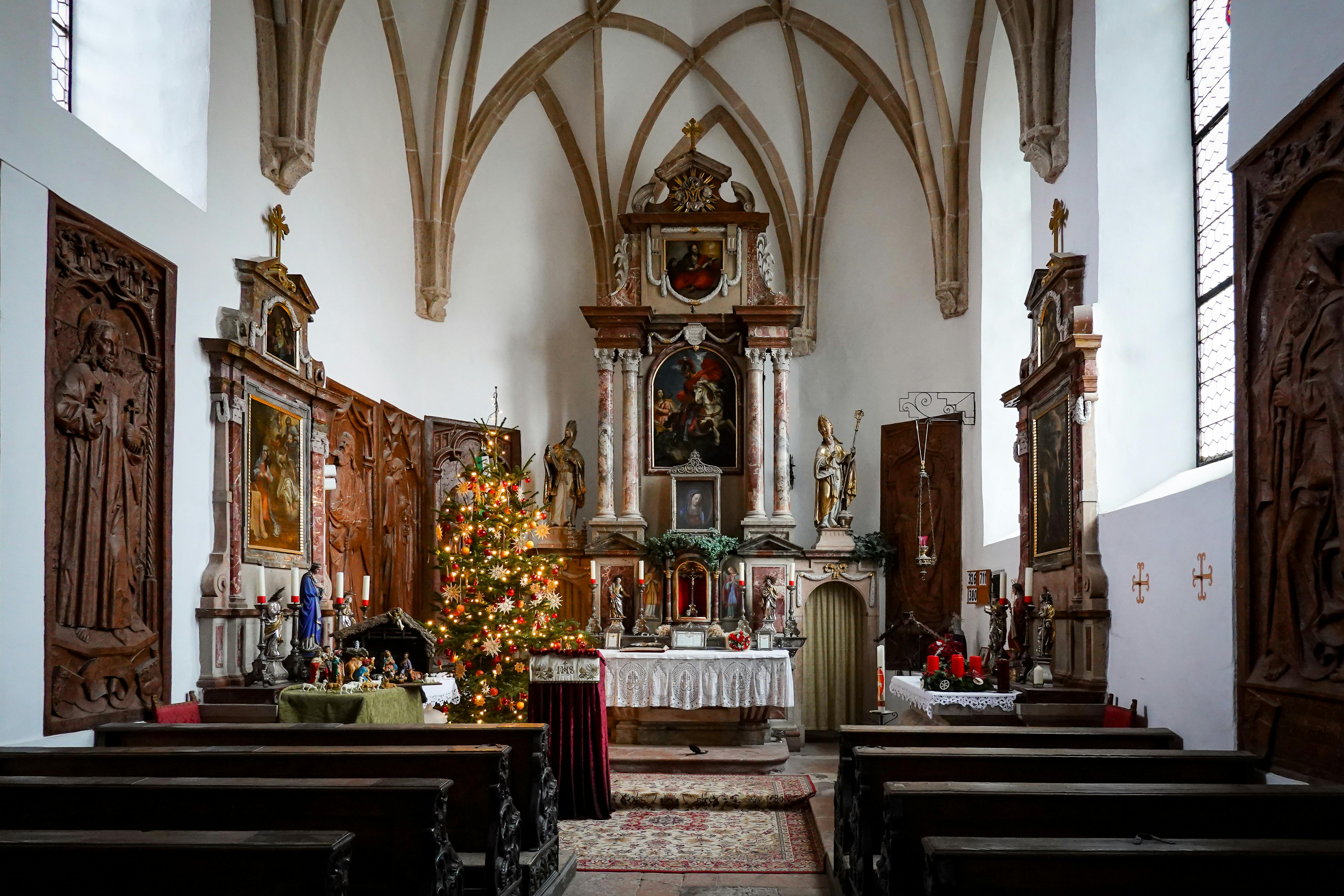 stunning gothic cathedral interior with christmas decor