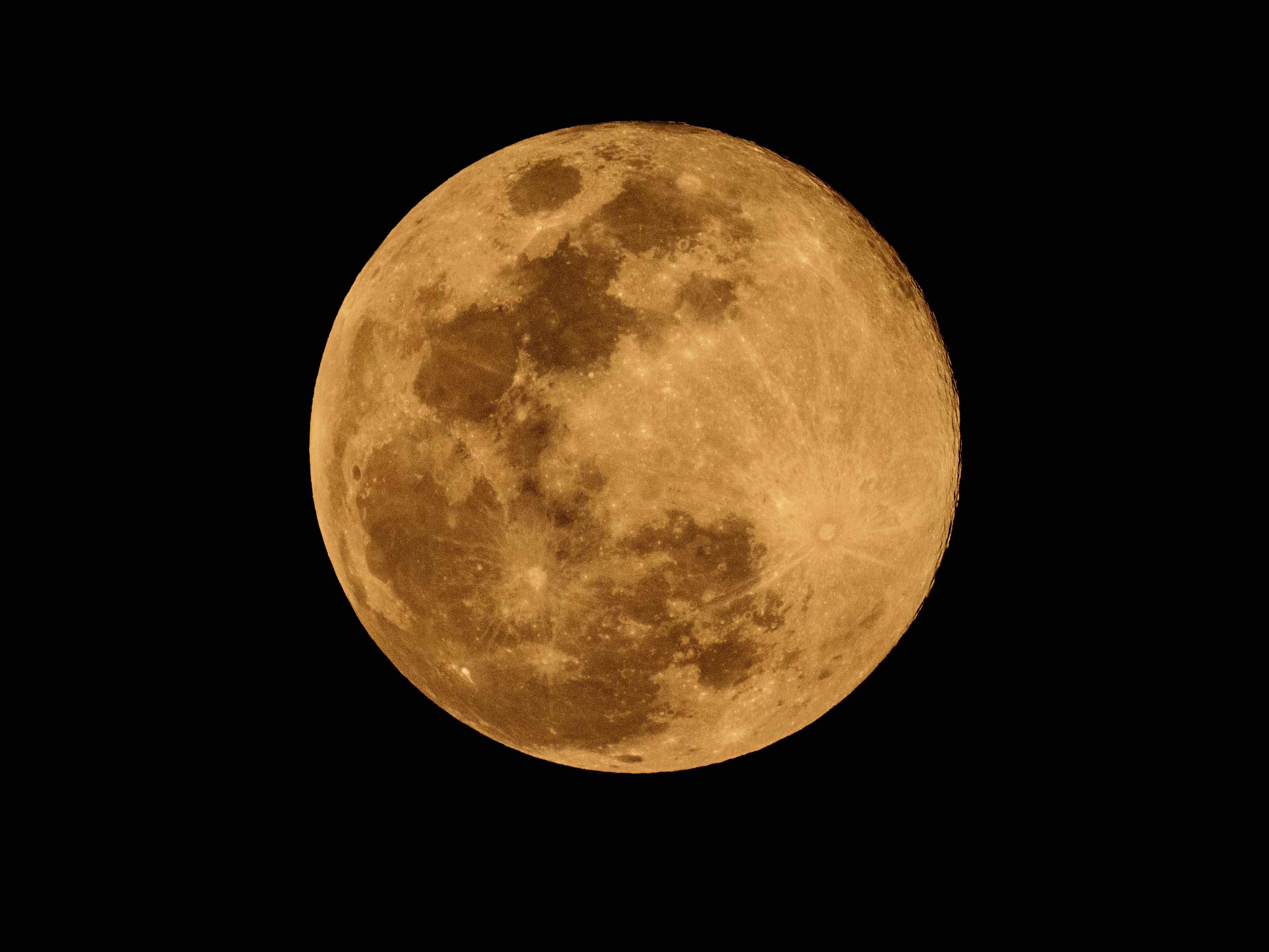 Golden Full Moon Against Black Night Sky · Free Stock Photo