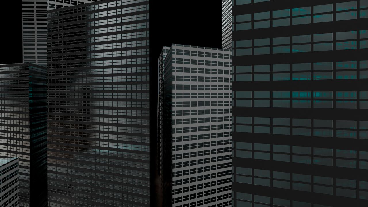 futuristic 3d illustration of city skyscrapers with a dark modern aest