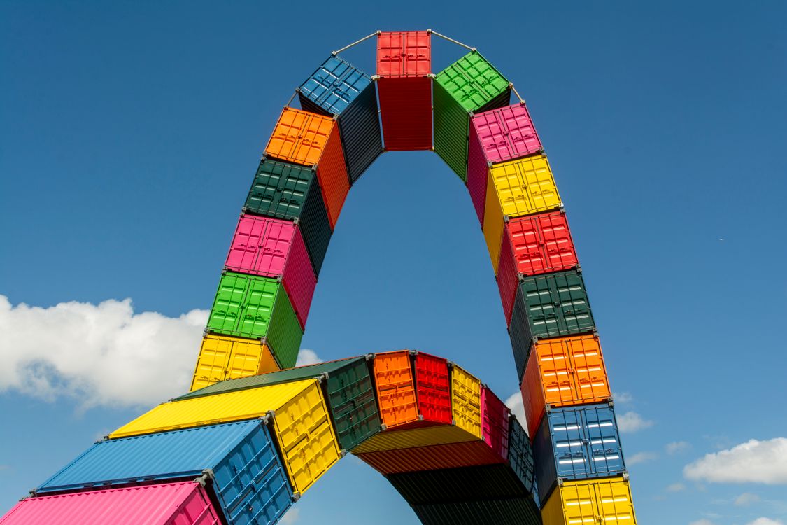 Container Archway Colorful Container Archway in Le Havre, France · Free Stock Photo