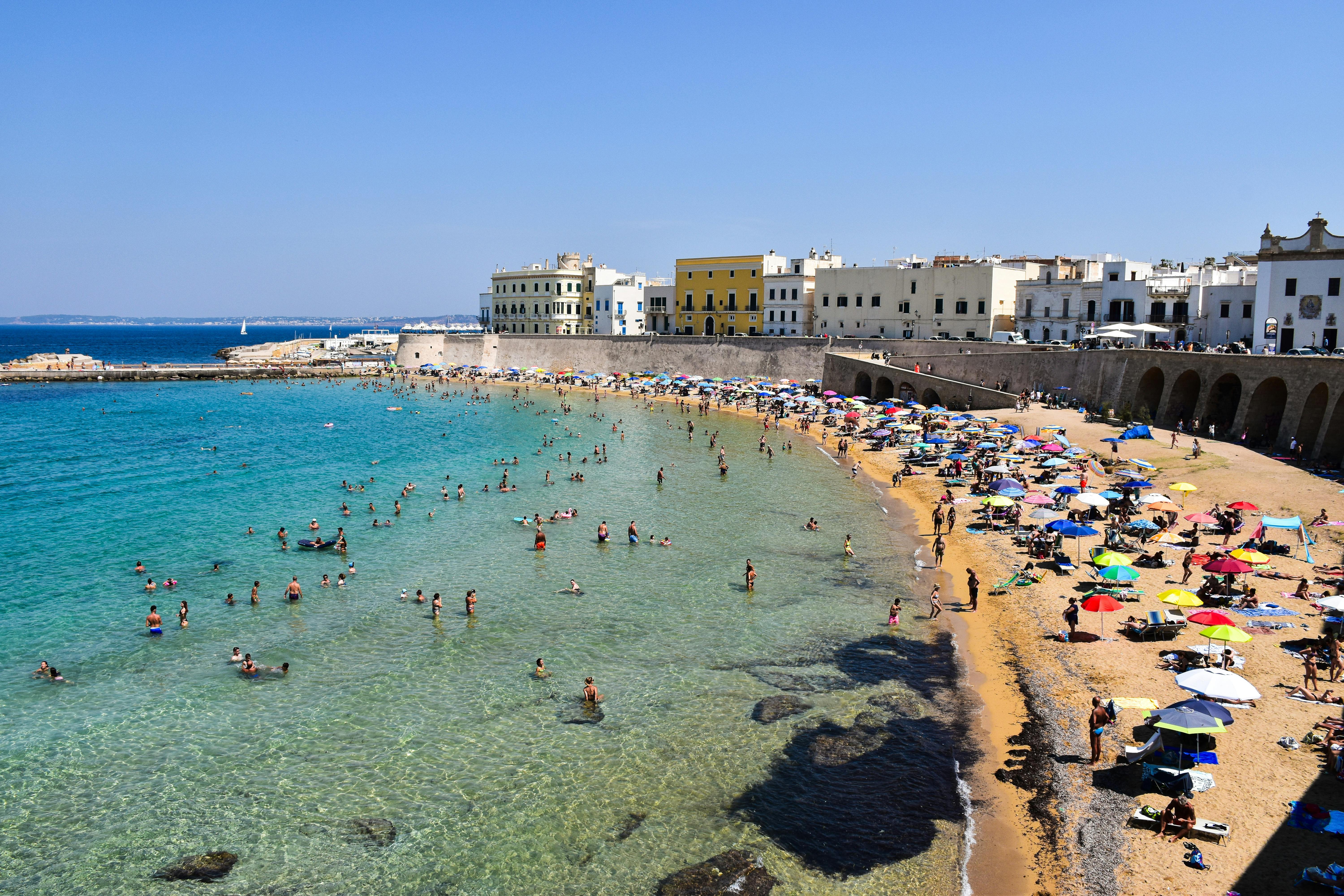 beach scene in gallipoli apulia italy