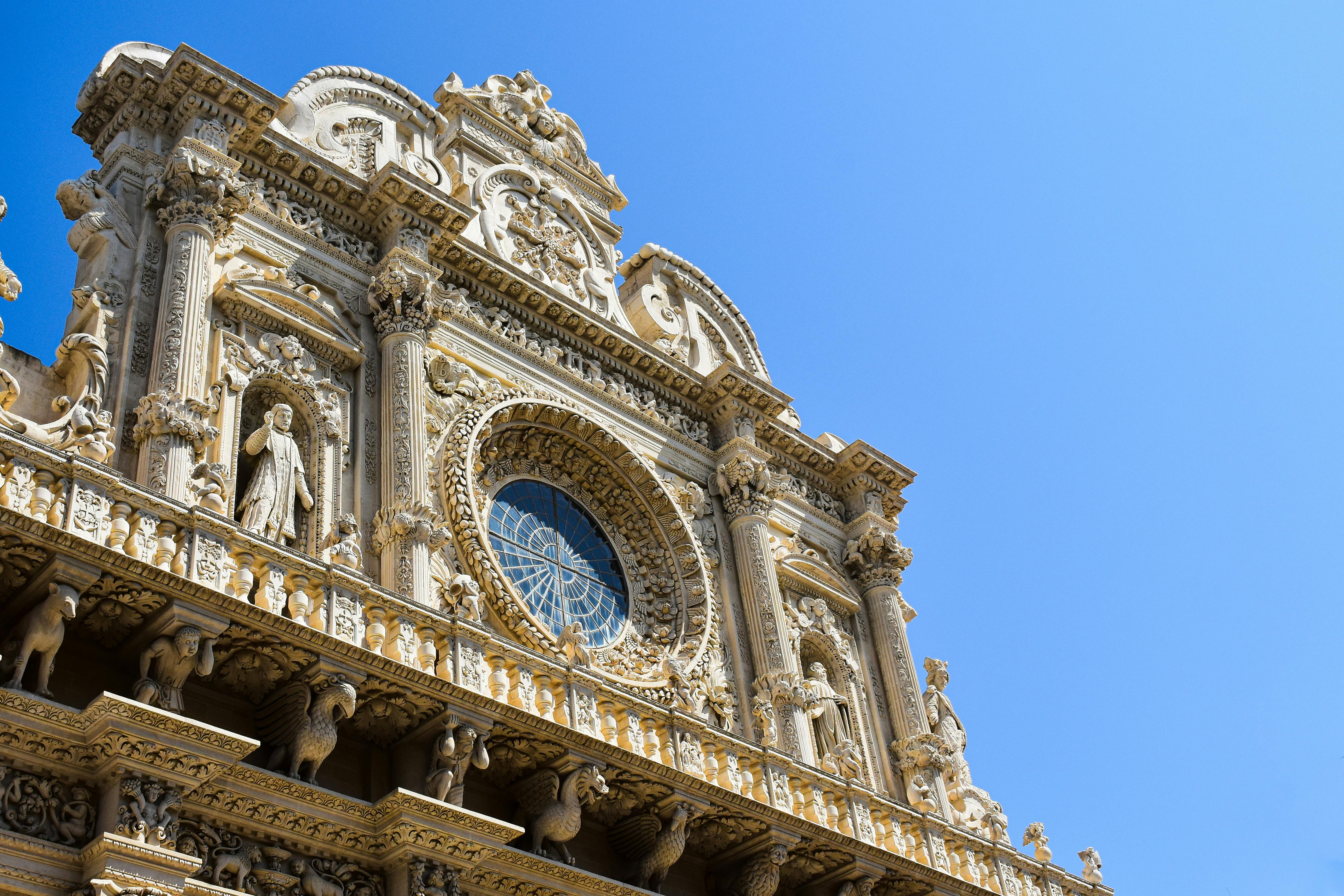 Stunning Baroque architecture of the Basilica di Santa Croce in Lecce, Italy.