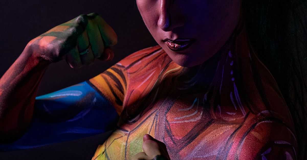 Colorful Body Colorful Artistic Body Paint Portrait of Woman · Free Stock Photo