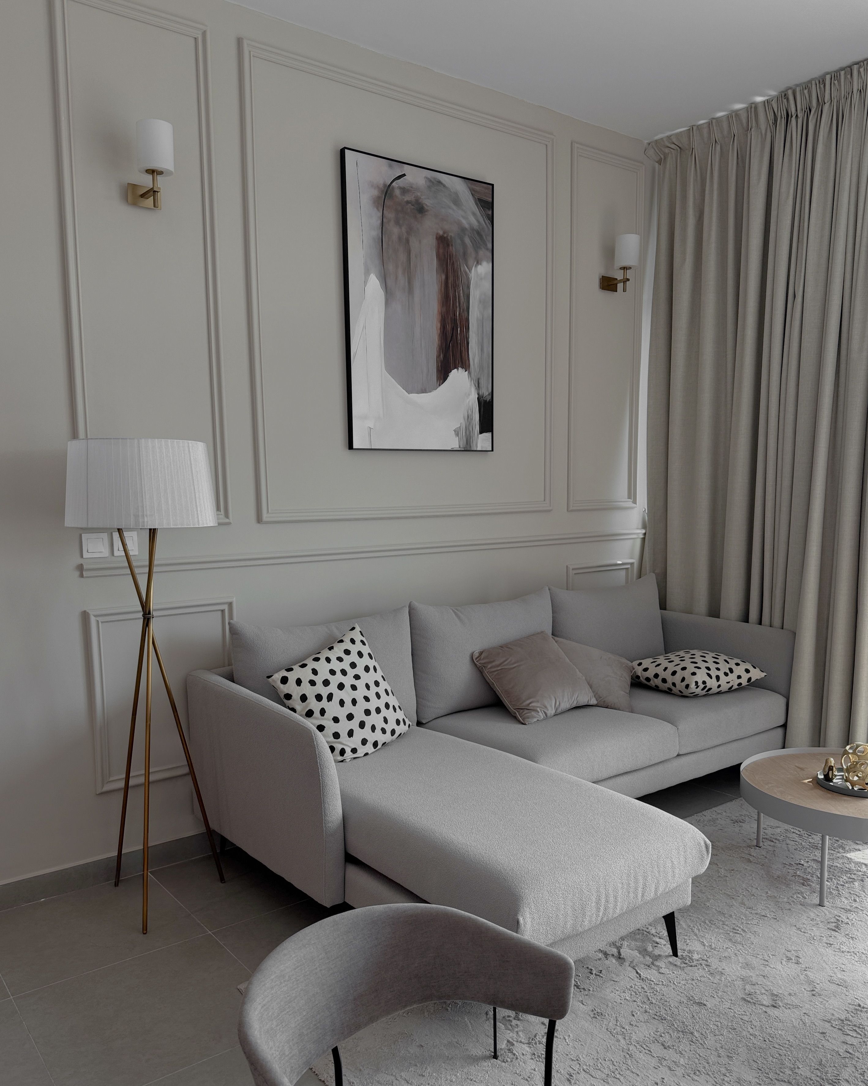 Modern Minimalist Living Room with Gray Sofa · Free Stock Photo
