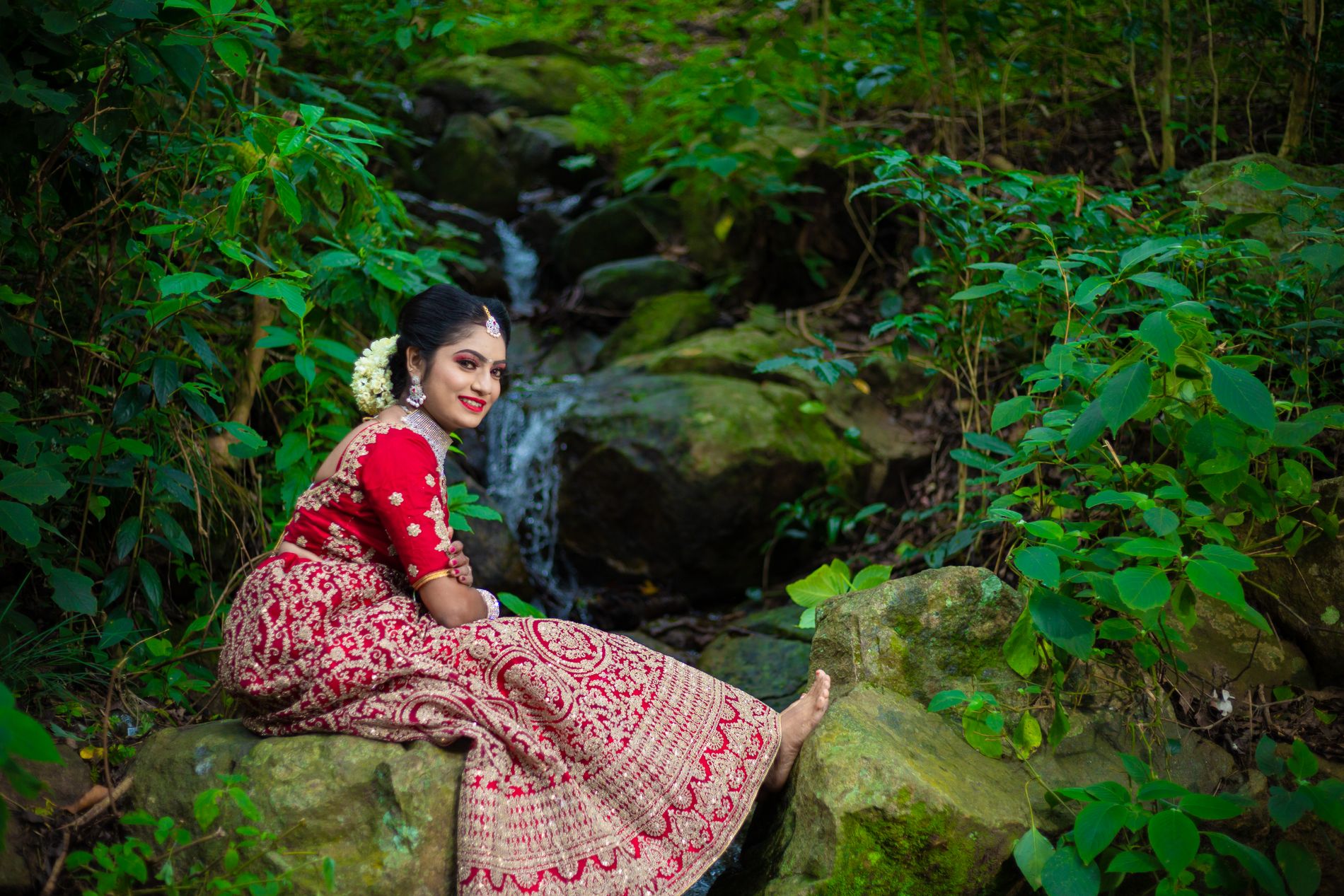 Indian bride in traditional bridal styling