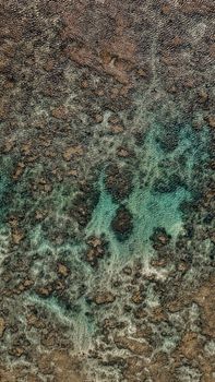 Stunning aerial view showcasing vibrant coral reefs off the coast of Alagoas, Brazil.