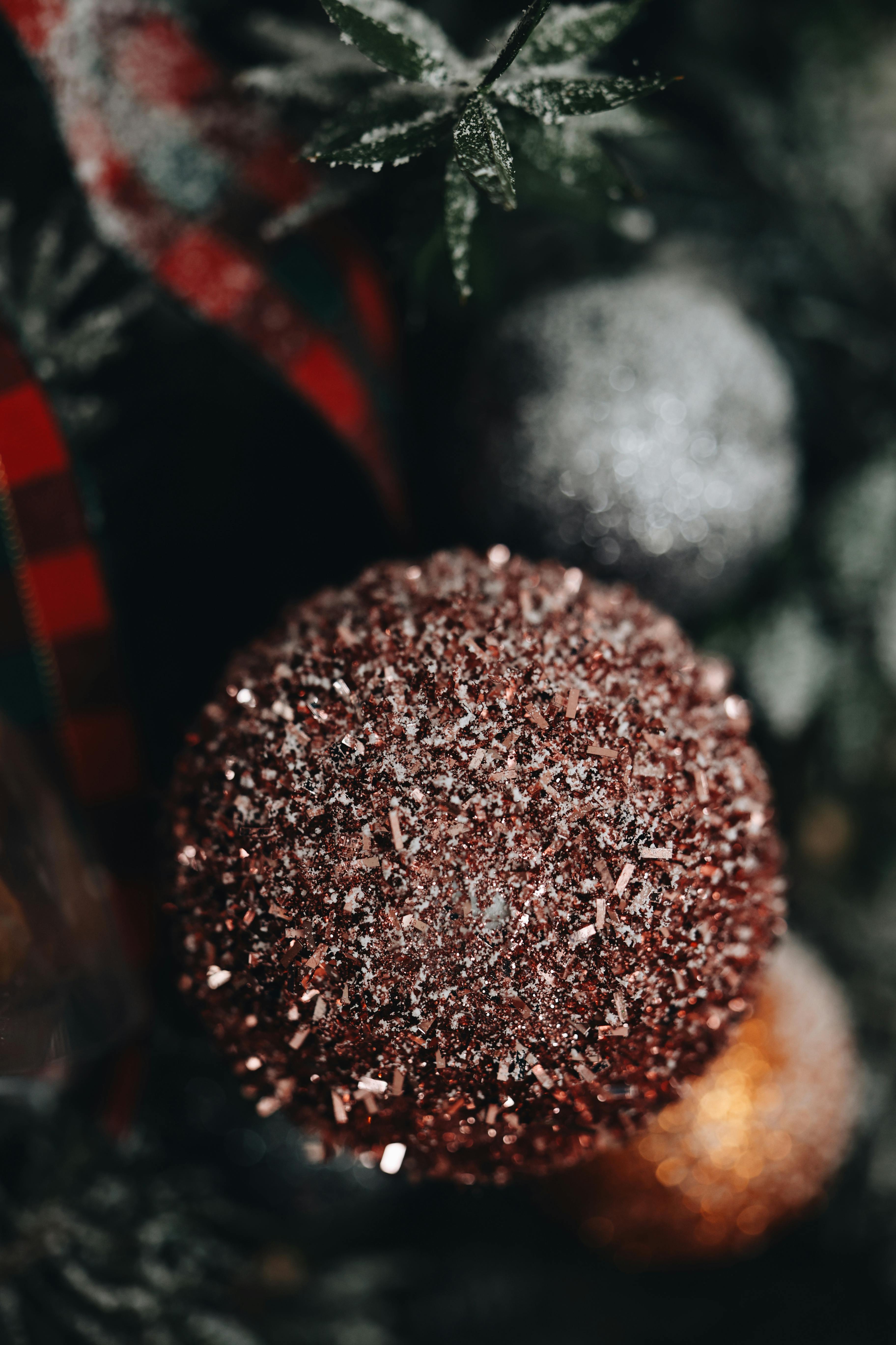 festive glittery christmas ornament close up