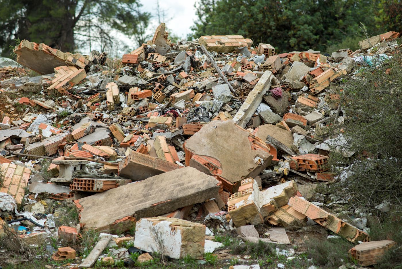 Pile of construction debris ready for removal