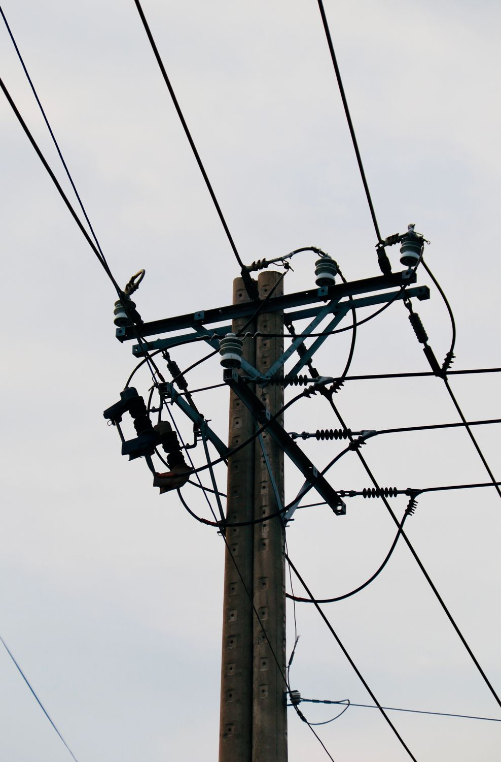 Utility Line Wire Utility Pole and Power Lines Against Clear Sky · Free Stock Photo