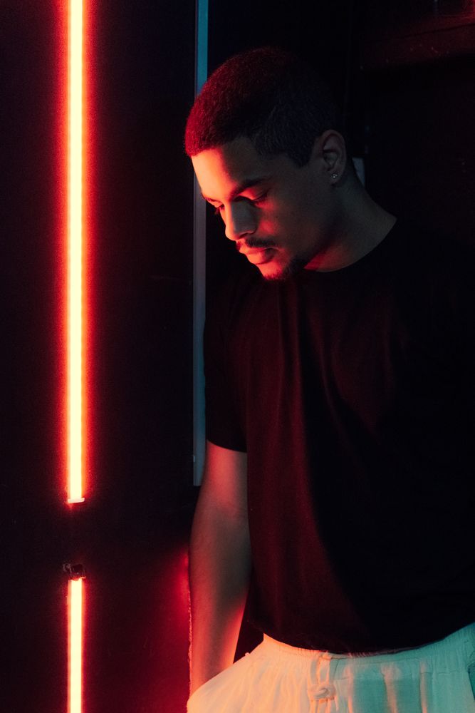 Red neon moody portrait