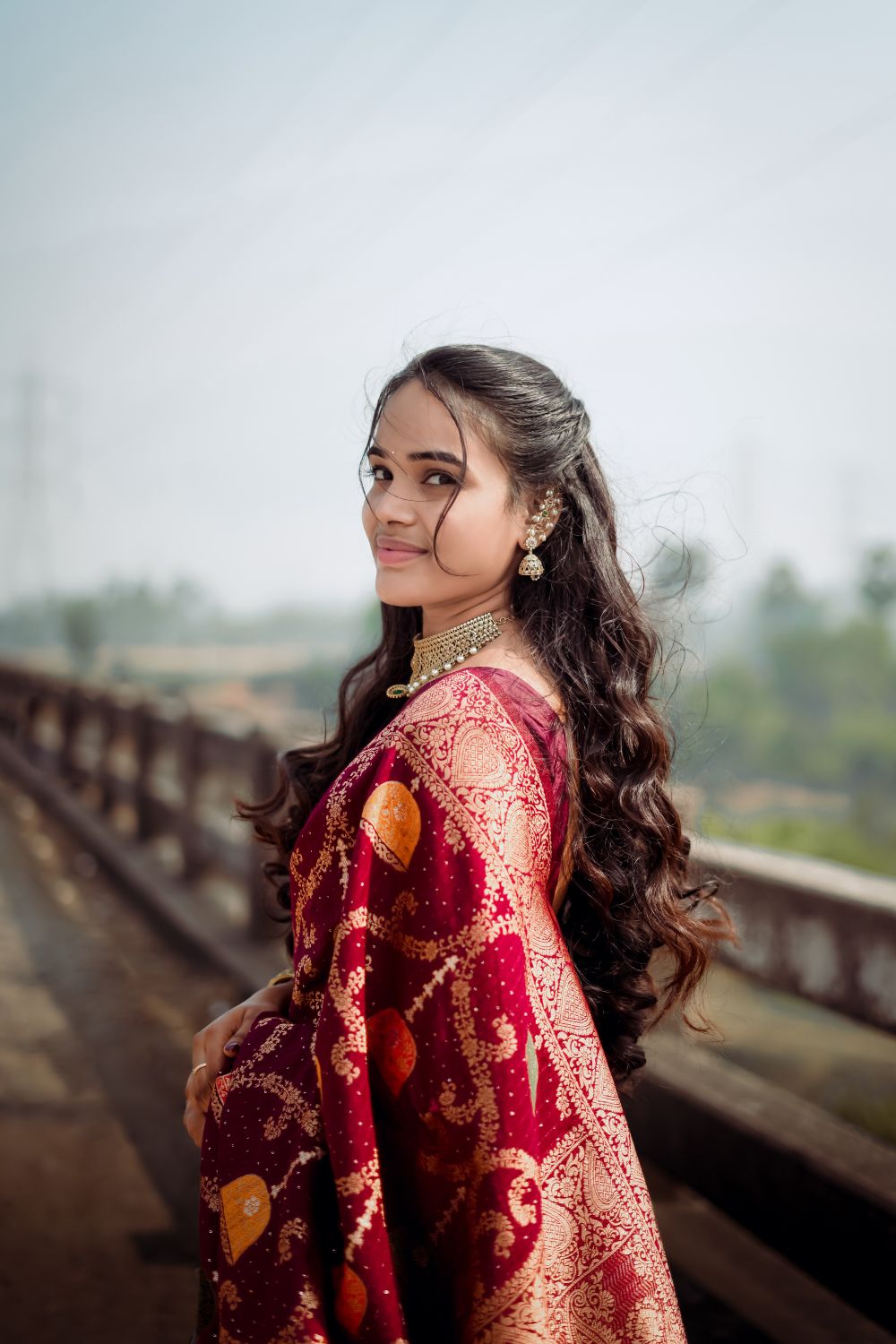 Elegant Woman in Traditional Sari Outdoors · Free Stock Photo