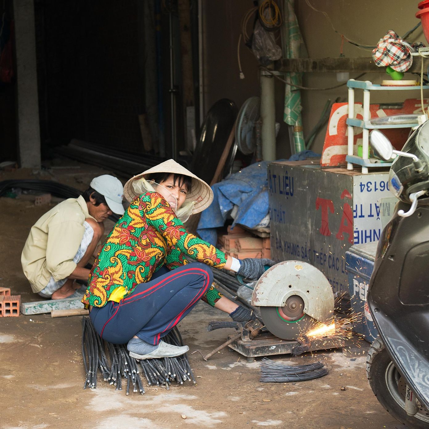Technician operating advanced instrumentation