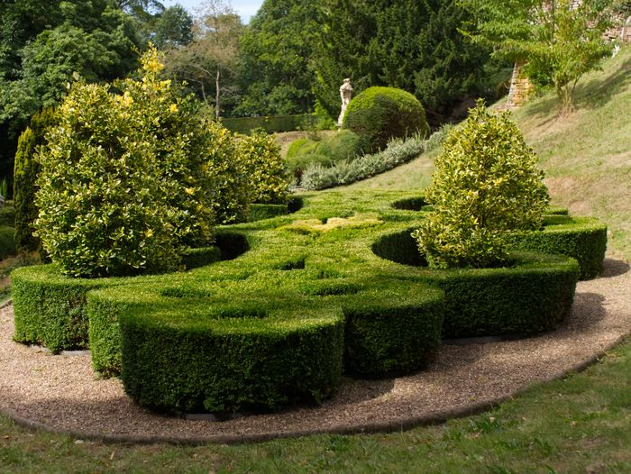 Intricate topiary design in a lush garden, Hyde Park Johannesburg