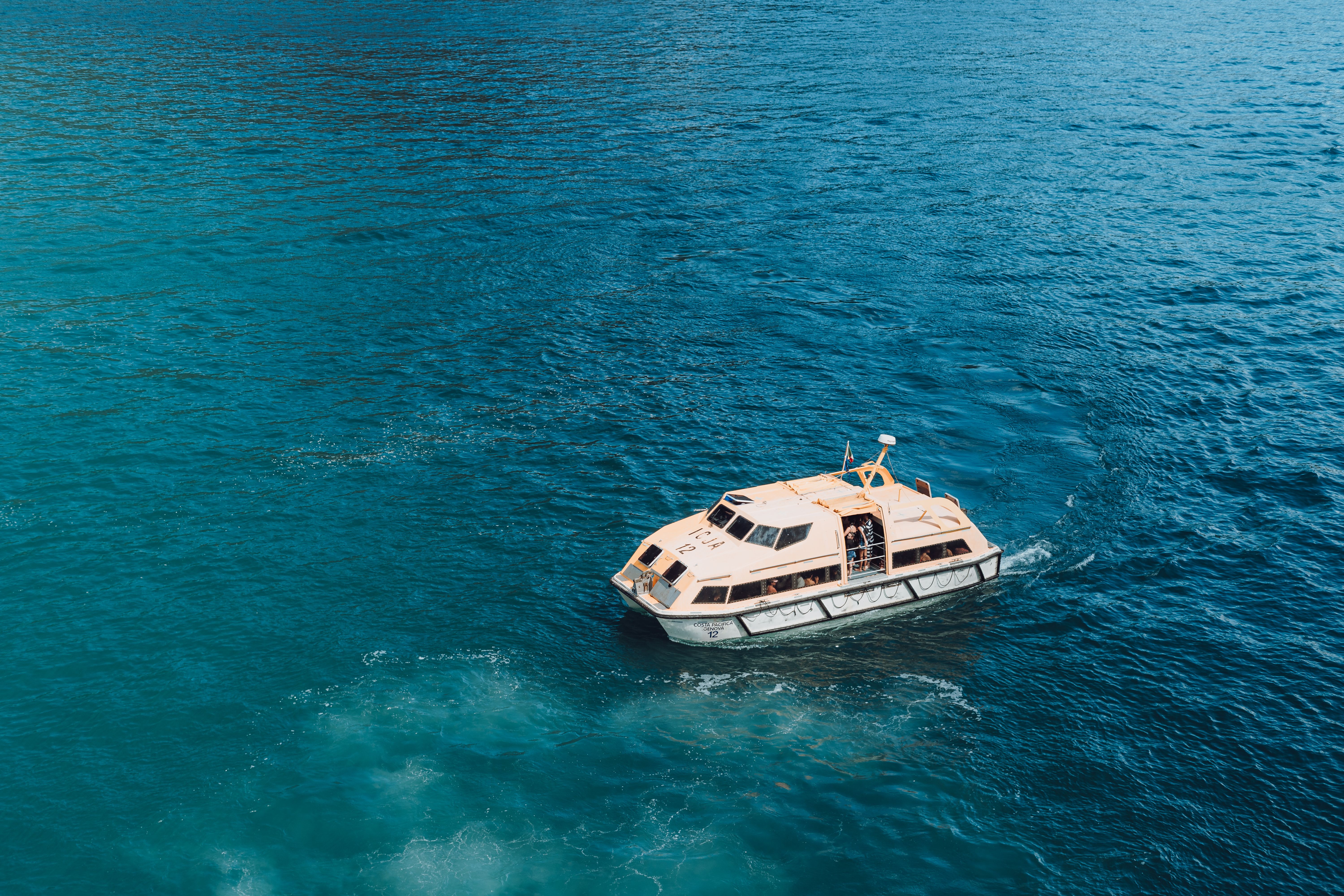 Aerial View of a Small Boat on Ocean Waters · Free Stock Photo