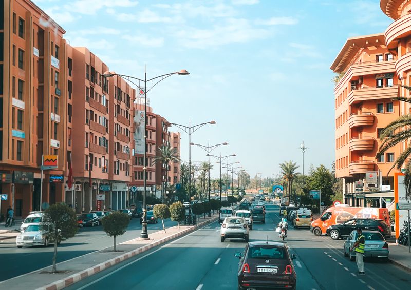 Modern boulevard in Gueliz, the new town of Marrakech
