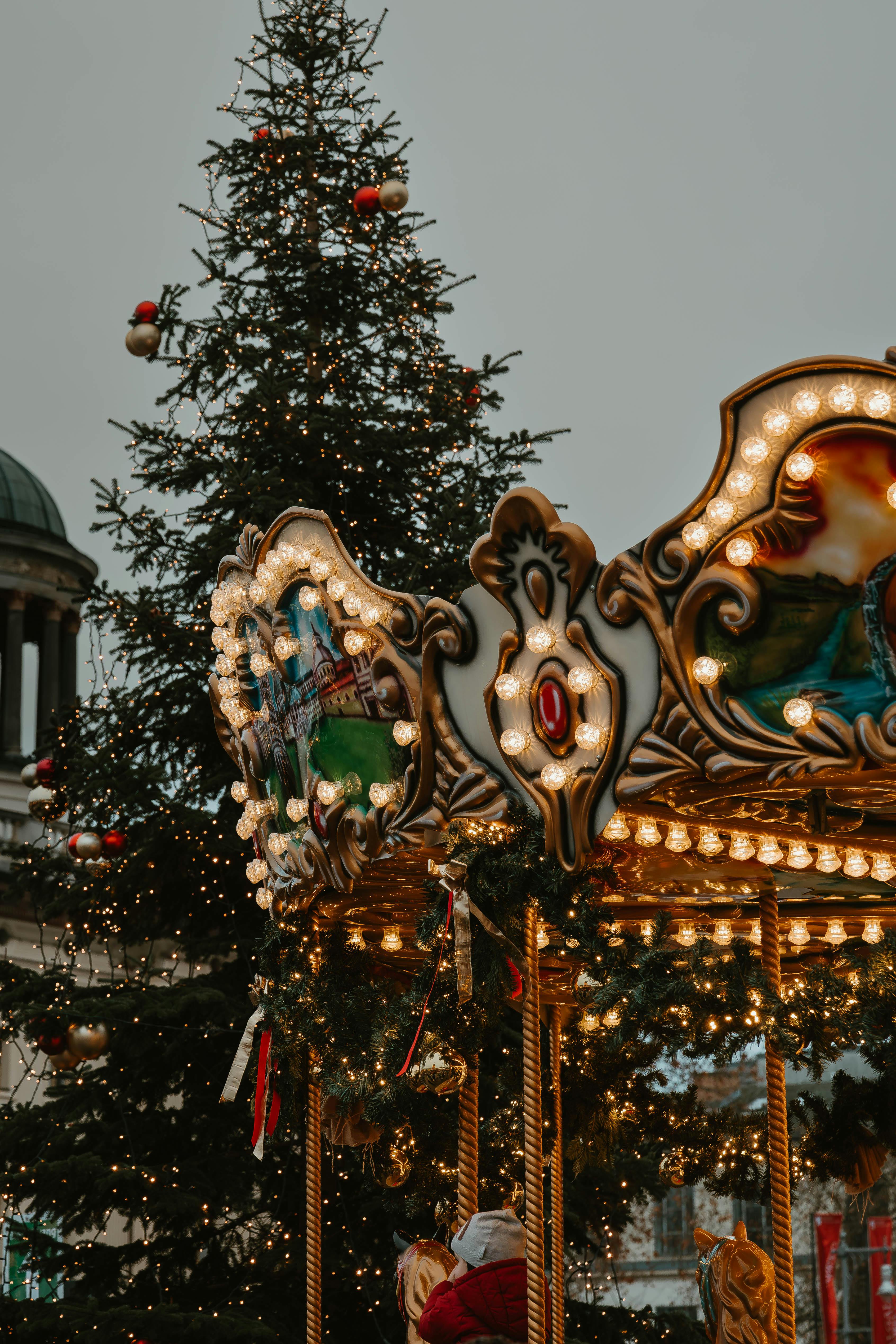 festive carousel at christmas market