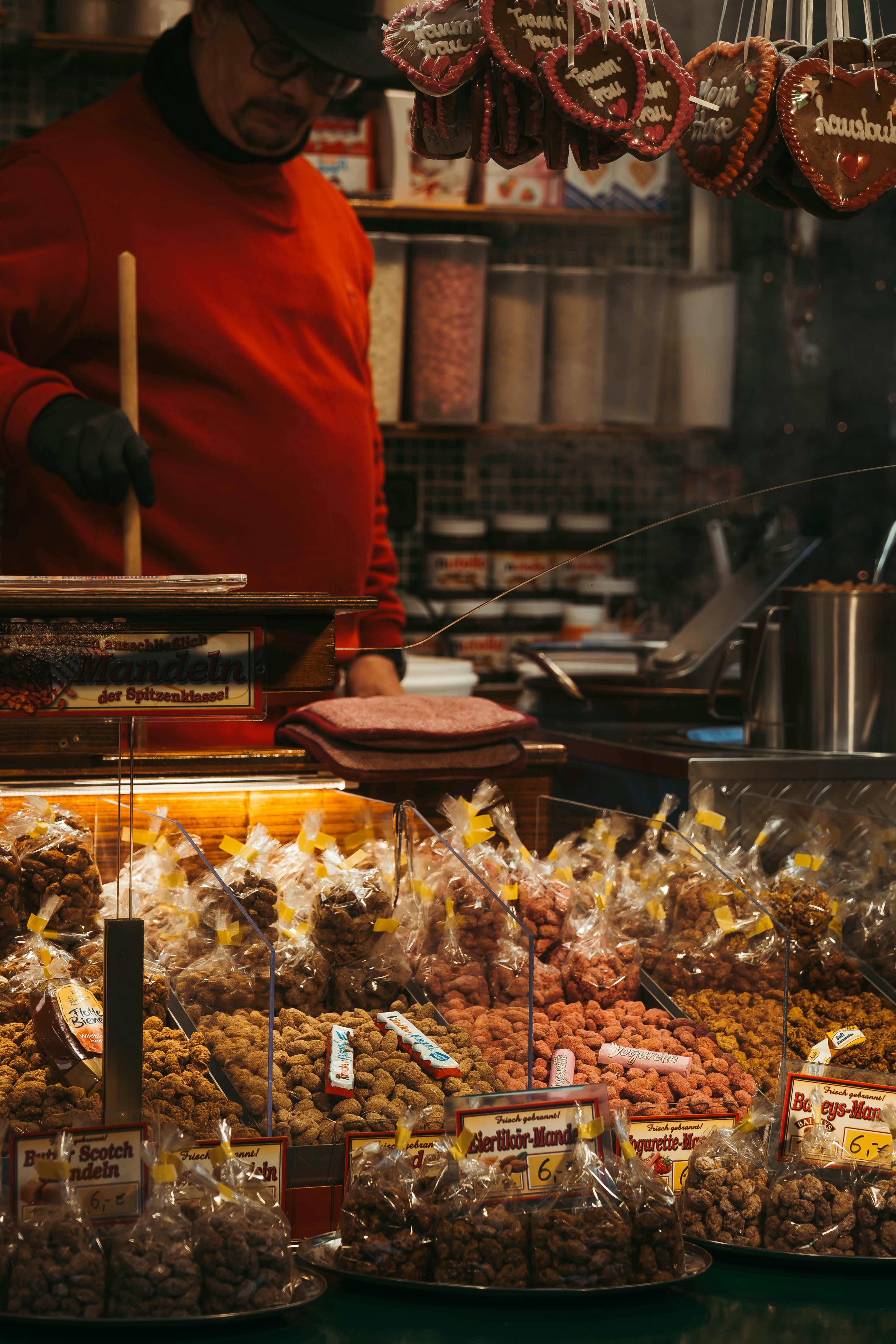 german christmas market candy vendor