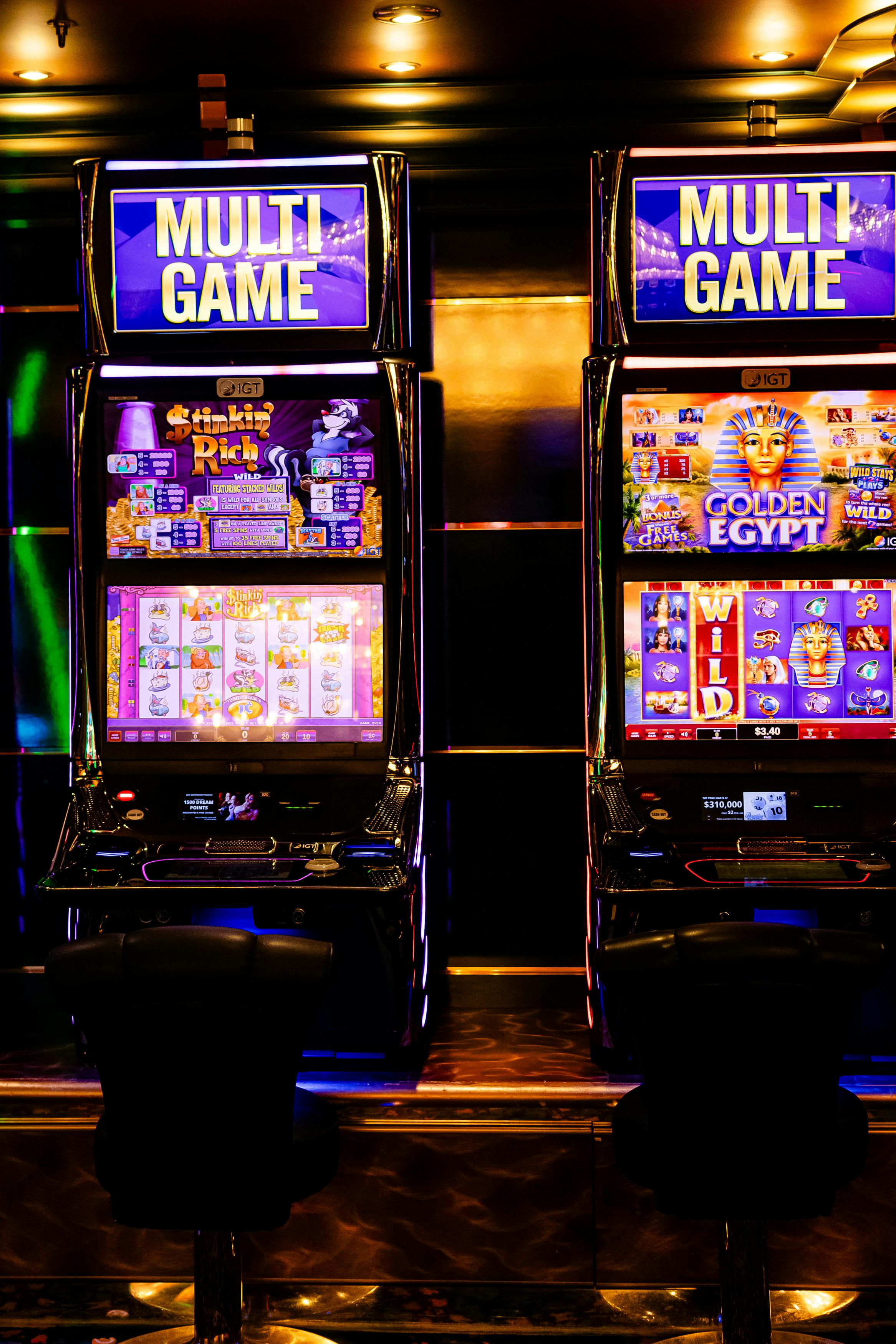 vibrant slot machines in casino interior