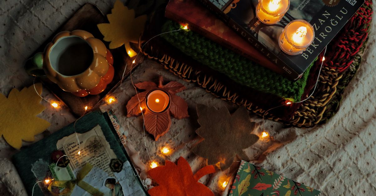 cozy evening routine warm lamp book tea