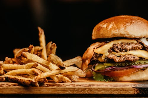 Free Hamburger and Fries Photo Stock Photo