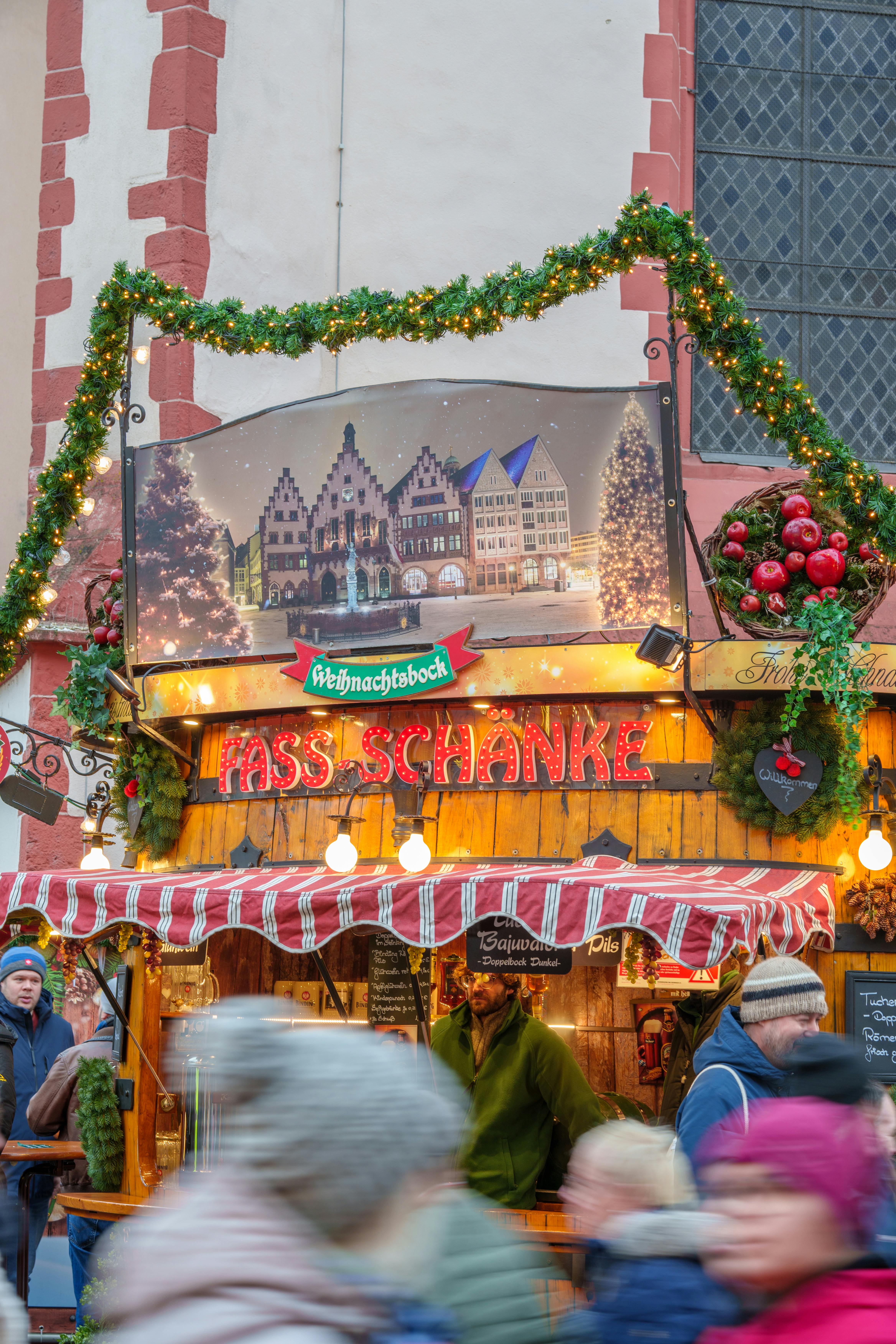 festive german christmas market stall