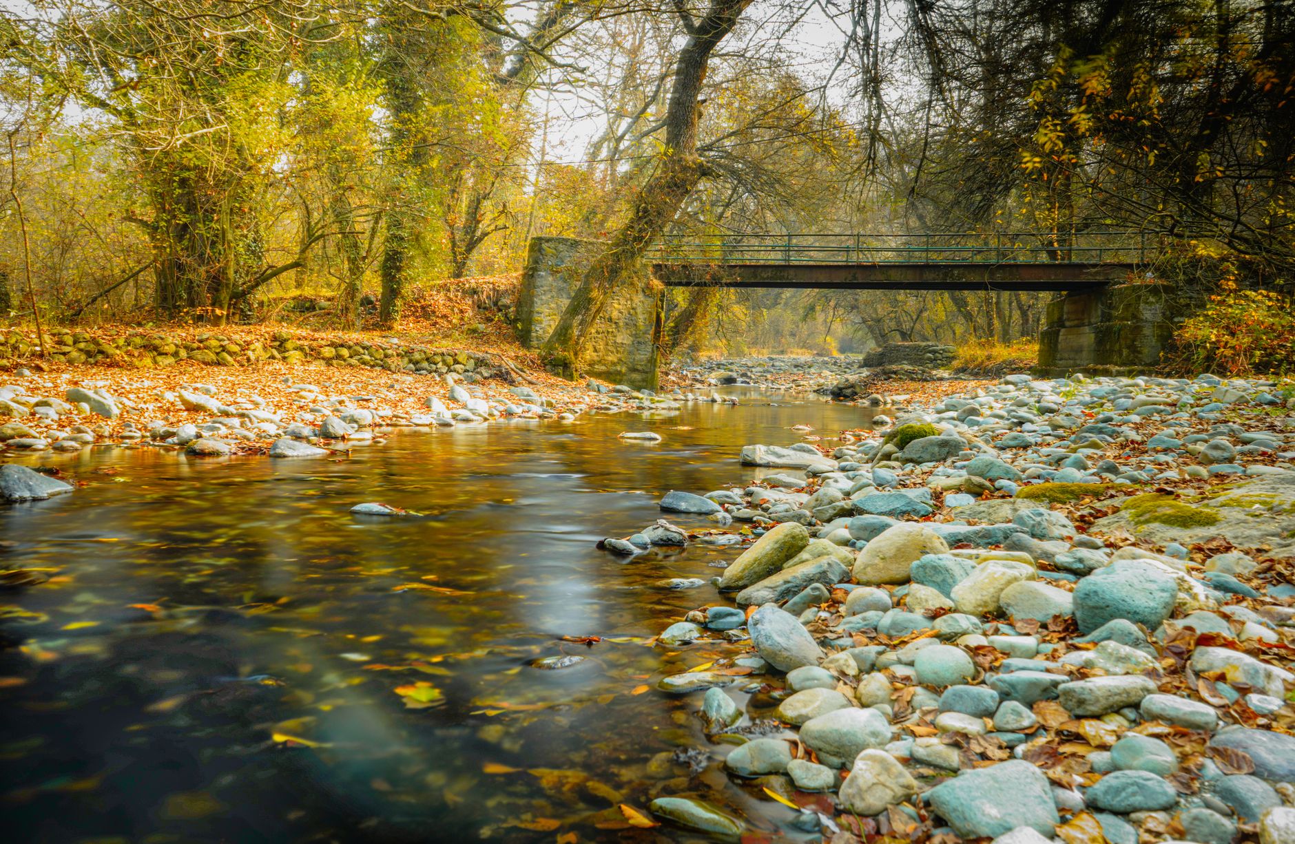 Golden autumn colors in Greek mountains and countryside