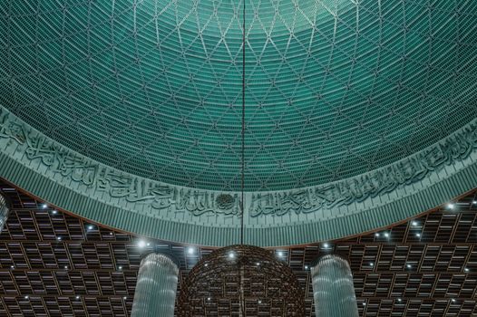 Detailed view of the Istiqlal Mosque dome in Jakarta, showcasing Islamic architectural beauty.
