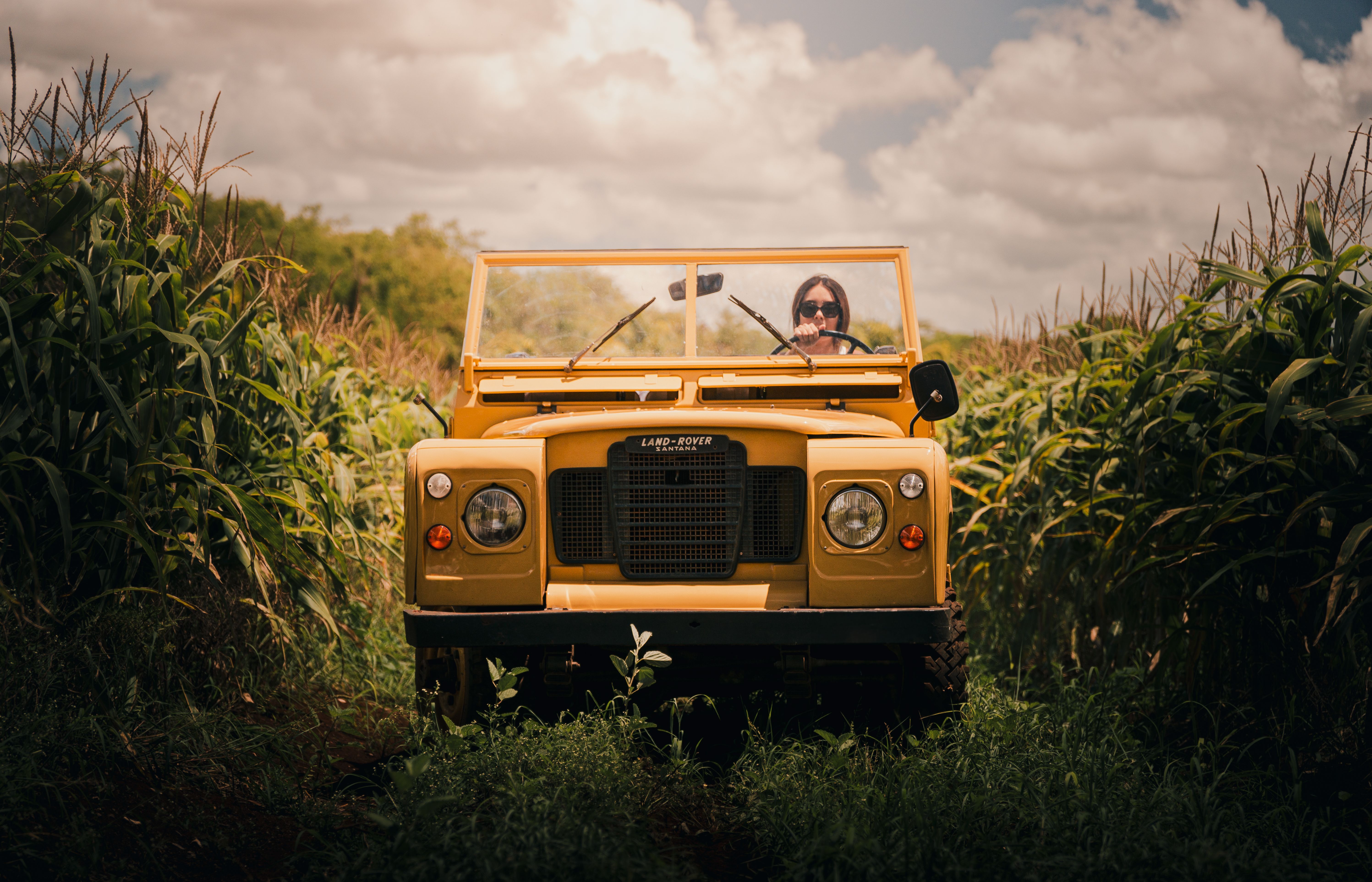 Yemyeşil Orman Ortamında Eski Land Rover · Ücretsiz Stok Fotoğraf