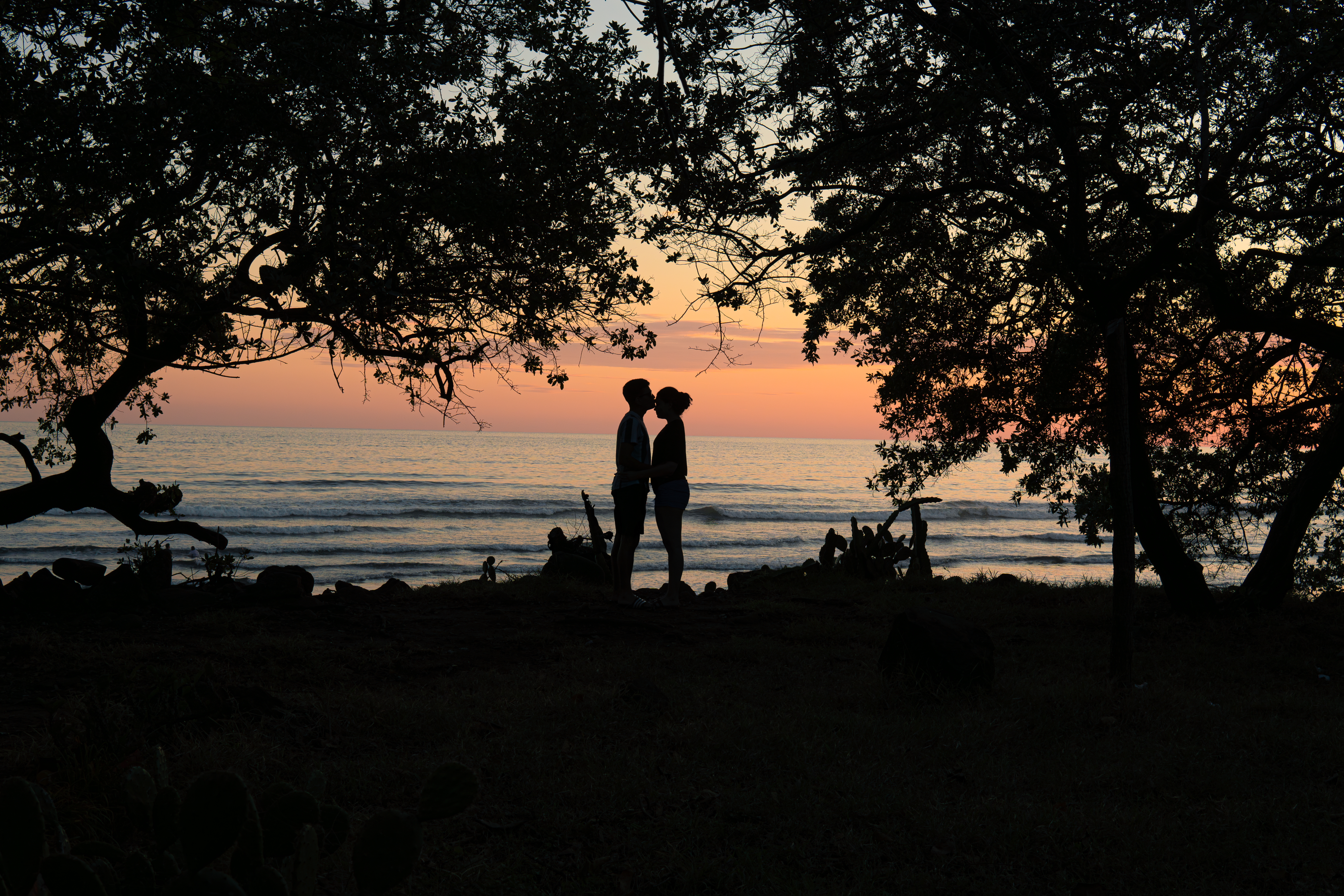 Romantic Sunset Silhouette By the Ocean · Free Stock Photo