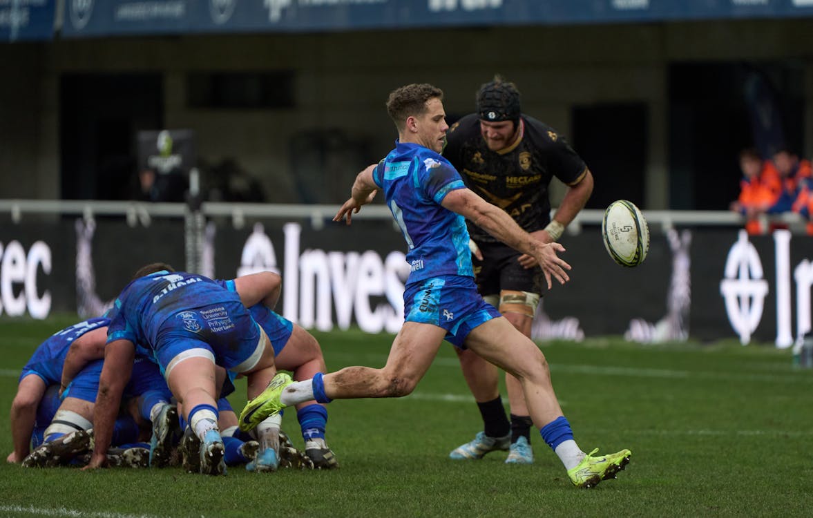Dynamic Rugby Game Action in Montpellier Stadium · Free Stock Photo