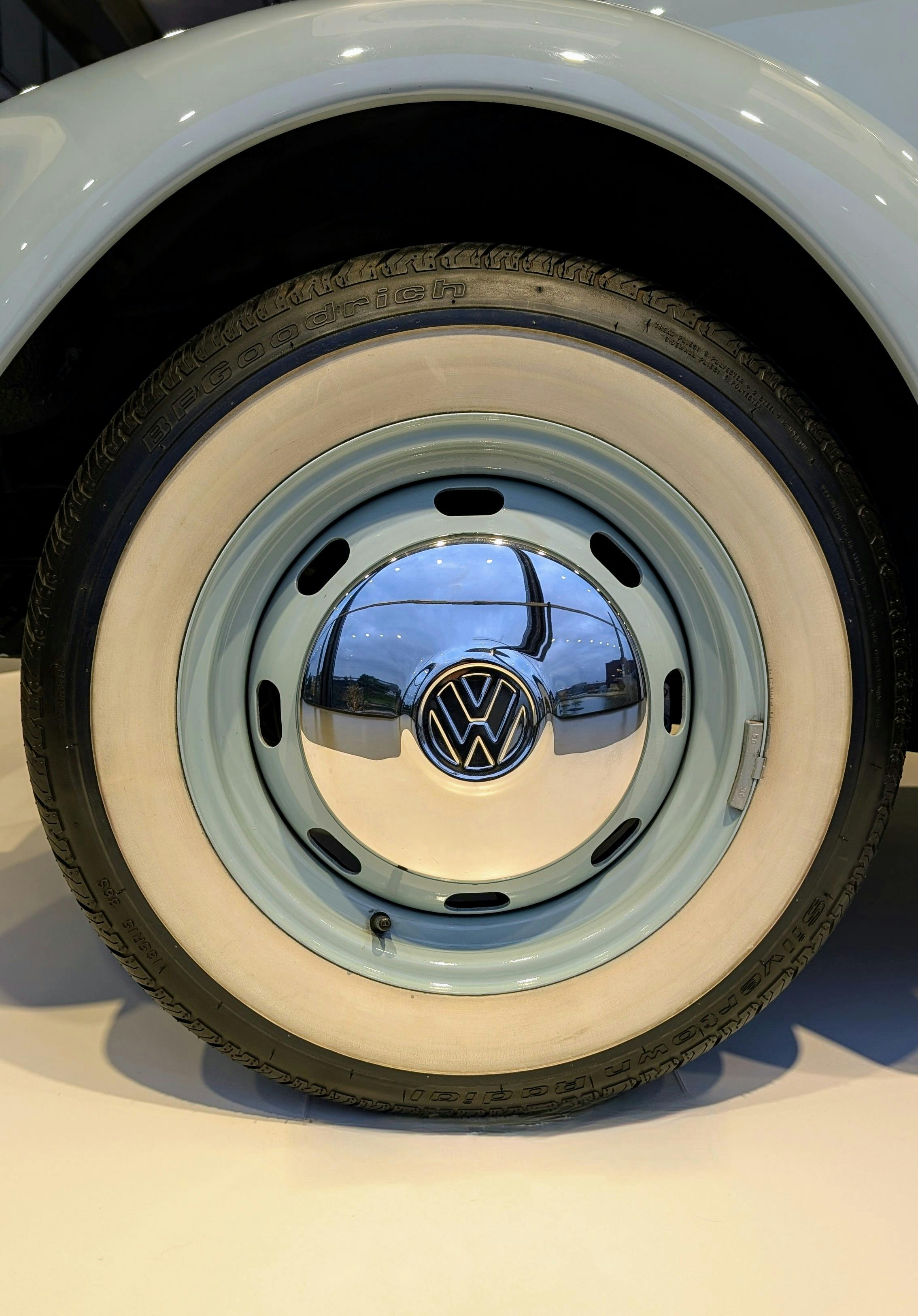 classic volkswagen beetle hubcap close up