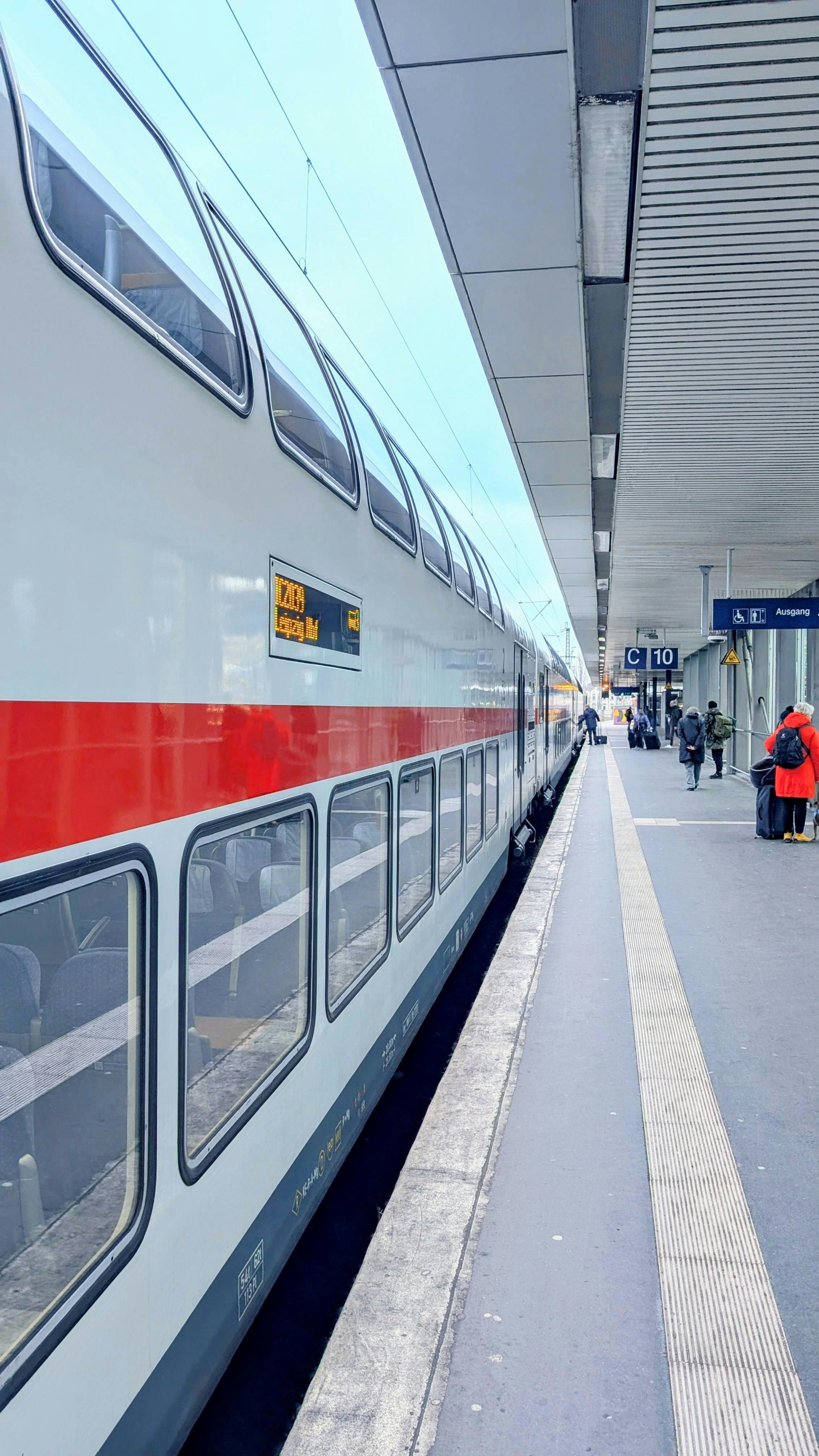 modern double decker train at hannover station