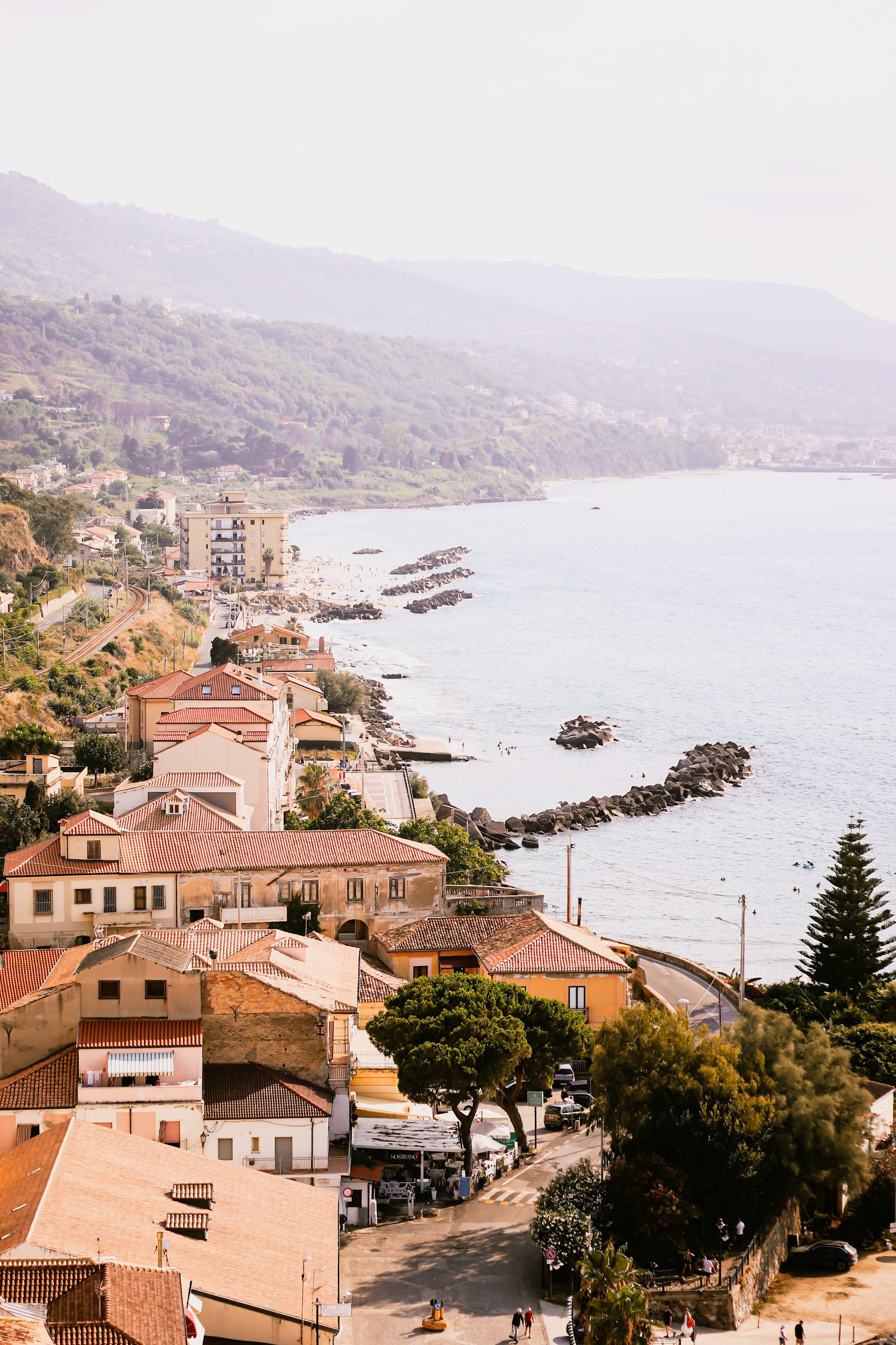 Scenic Italian Coastal Town Overlooking Blue Sea · Free Stock Photo