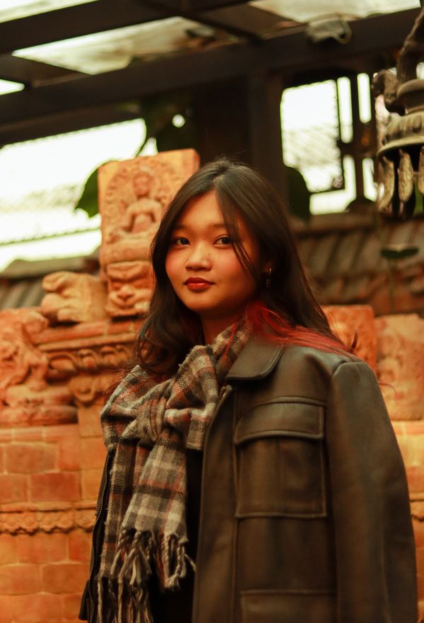 Plaid Scarf With Leather Jacket