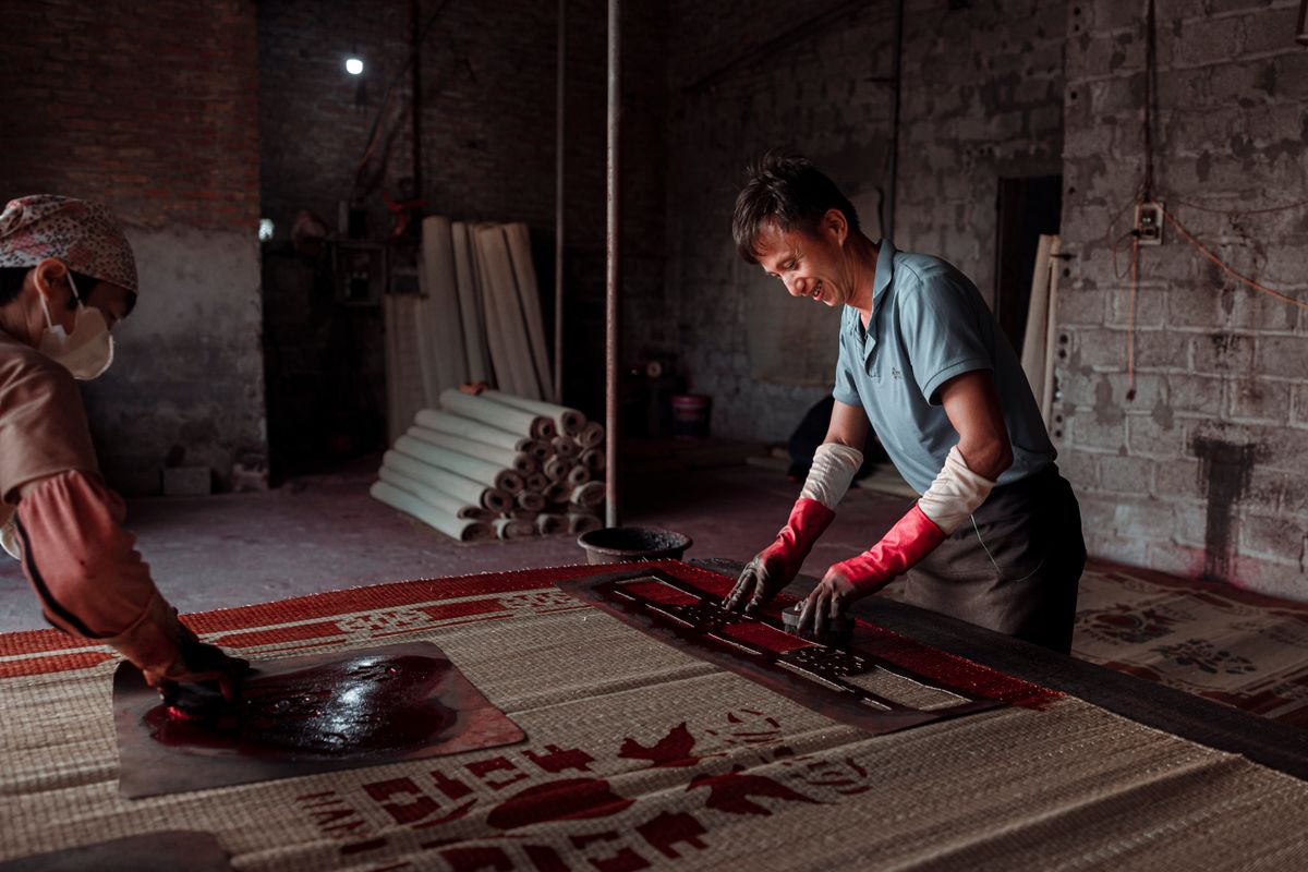 Artisans creating traditional crafts