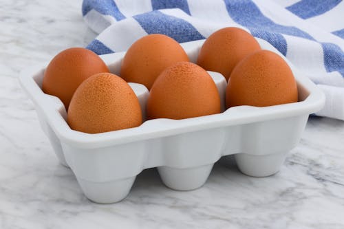 Free stock photo of breakfast, brown eggs, carrara marble Stock Photo