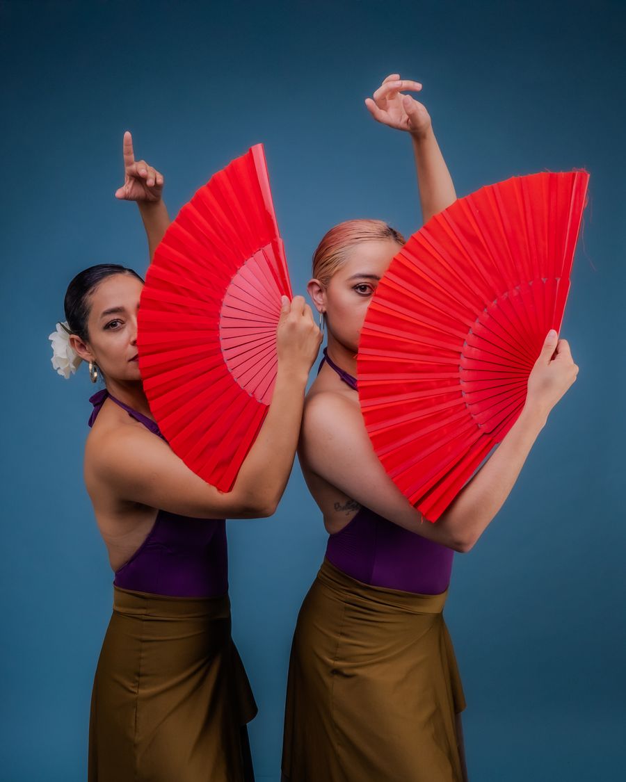Dansatoare de flamenco tradițional cu evantaie roșii, Sevilla