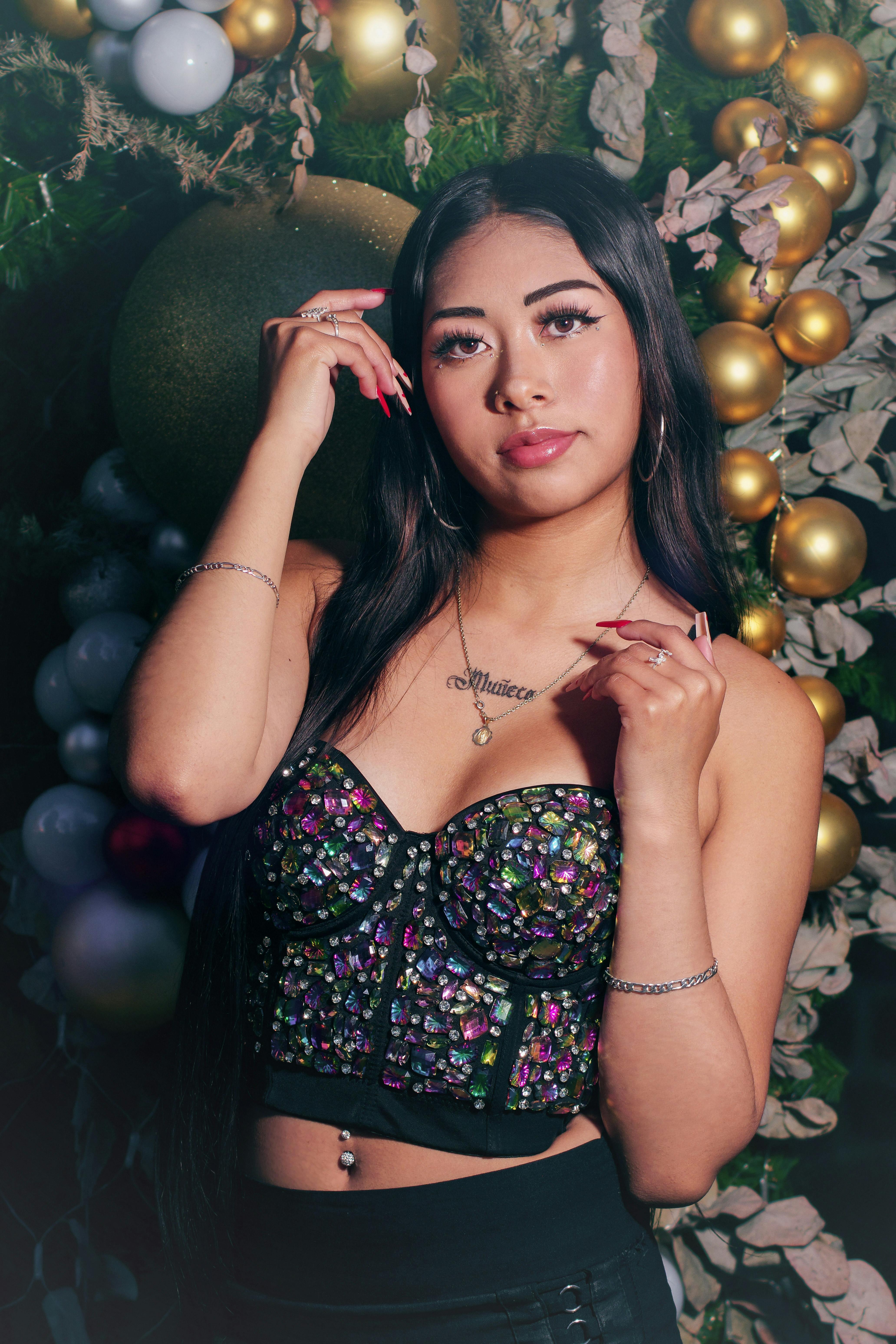 festive portrait with decorative background