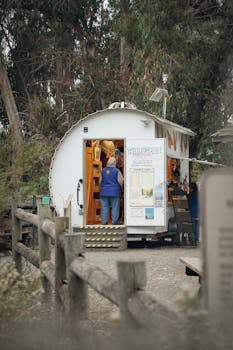 Charming vintage surf shop in the woods of Oceano, California.