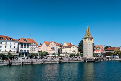 Waterfront Buildings on the Shore of Lake Bodensee in Lindau, Germany