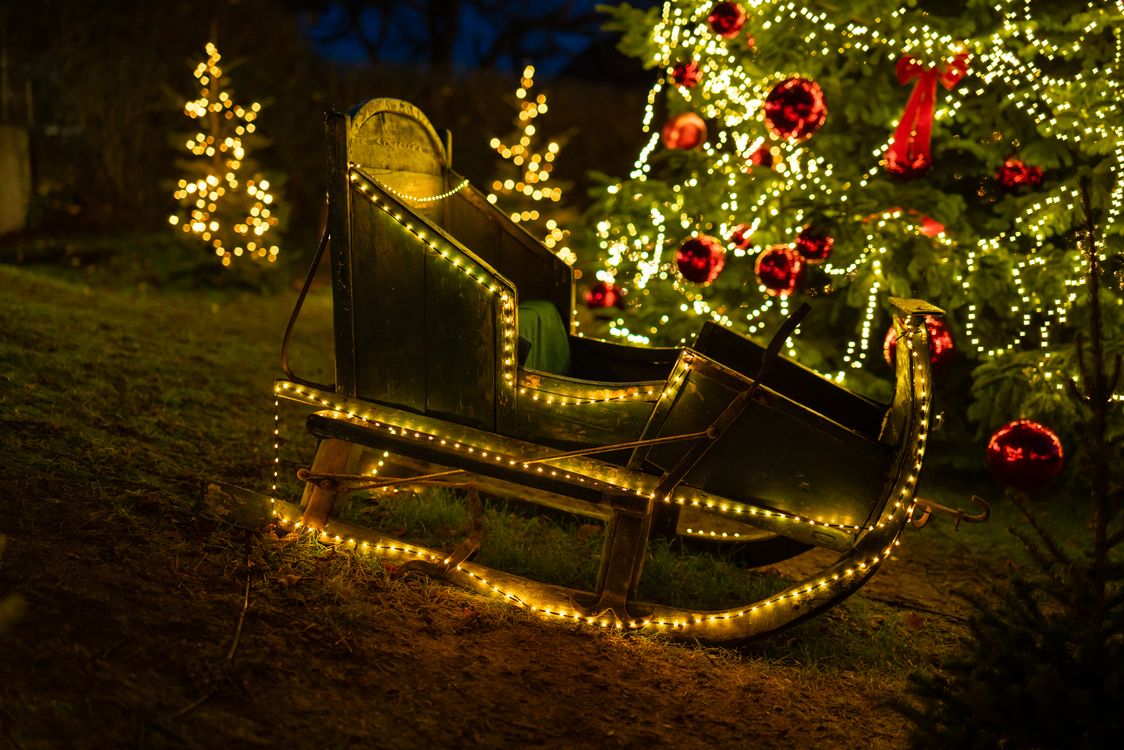 Christmas invitation Sleigh with Lights