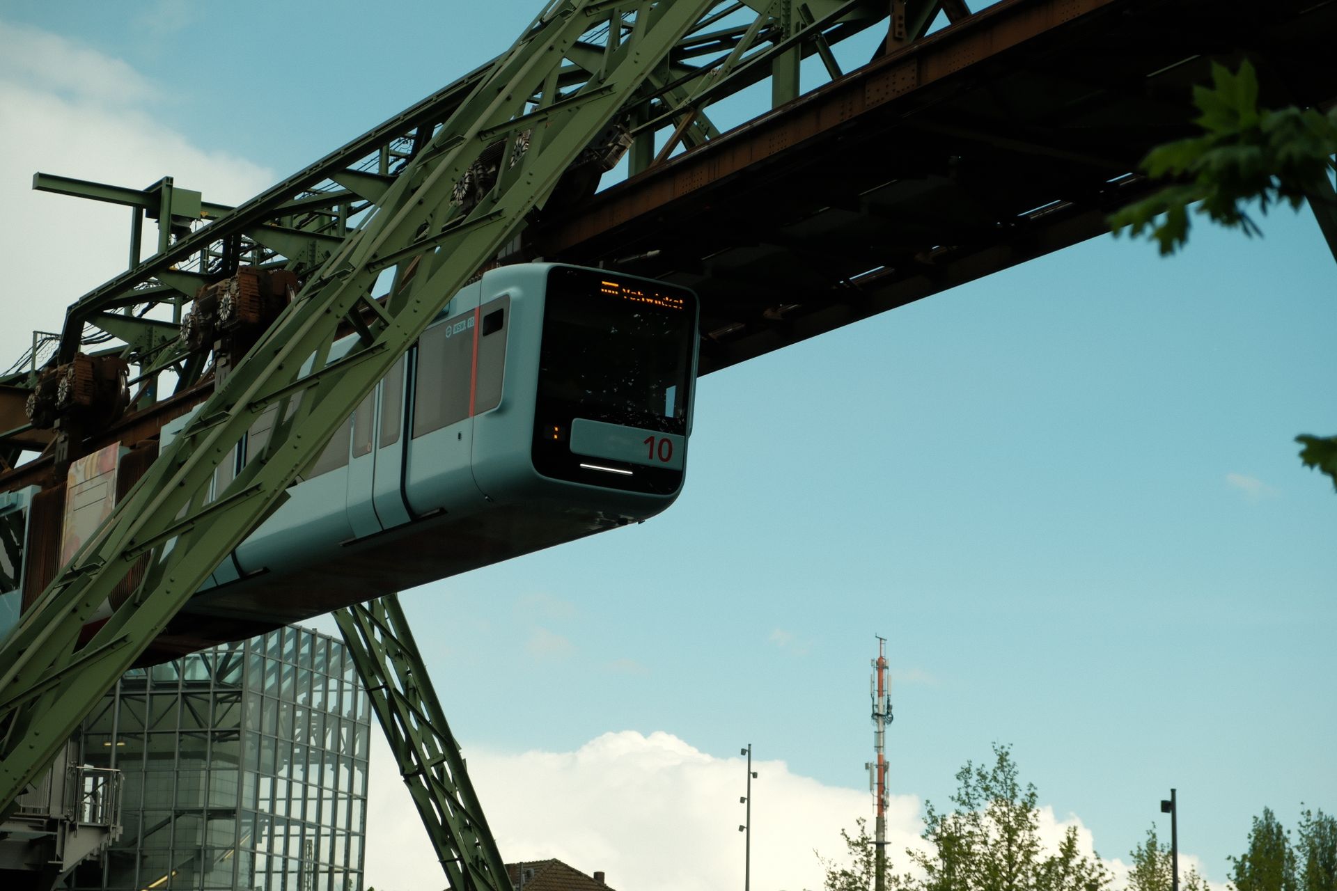 Wuppertal's suspended monorail on a clear sky day in North Rhine-Westphalia.