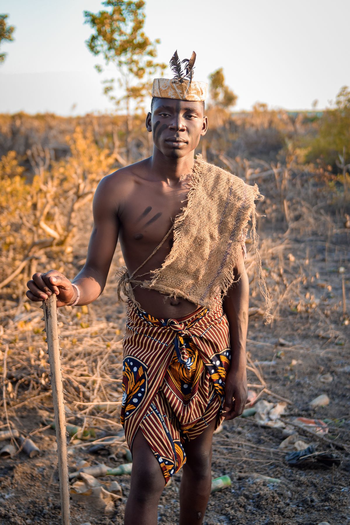 Traditional African tribesman in natural setting