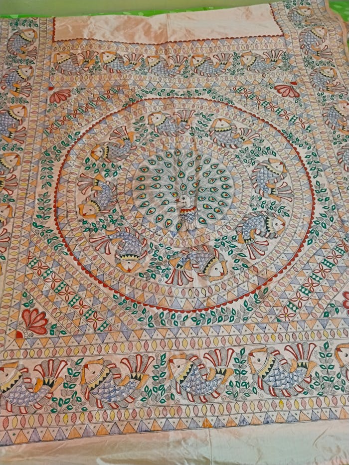Peacock Themed and Fish Design on Saree - Image 5